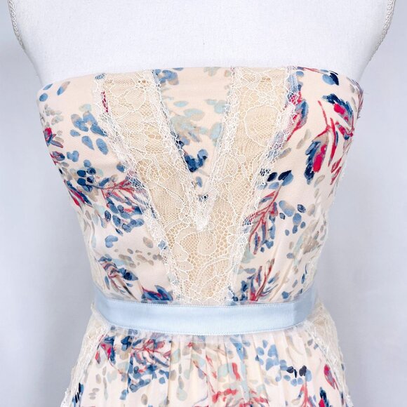 NWT BCBGMAXAZRIA Womens Full Length Strapless Floral Lace Elle Dress 0 - Picture 12 of 16